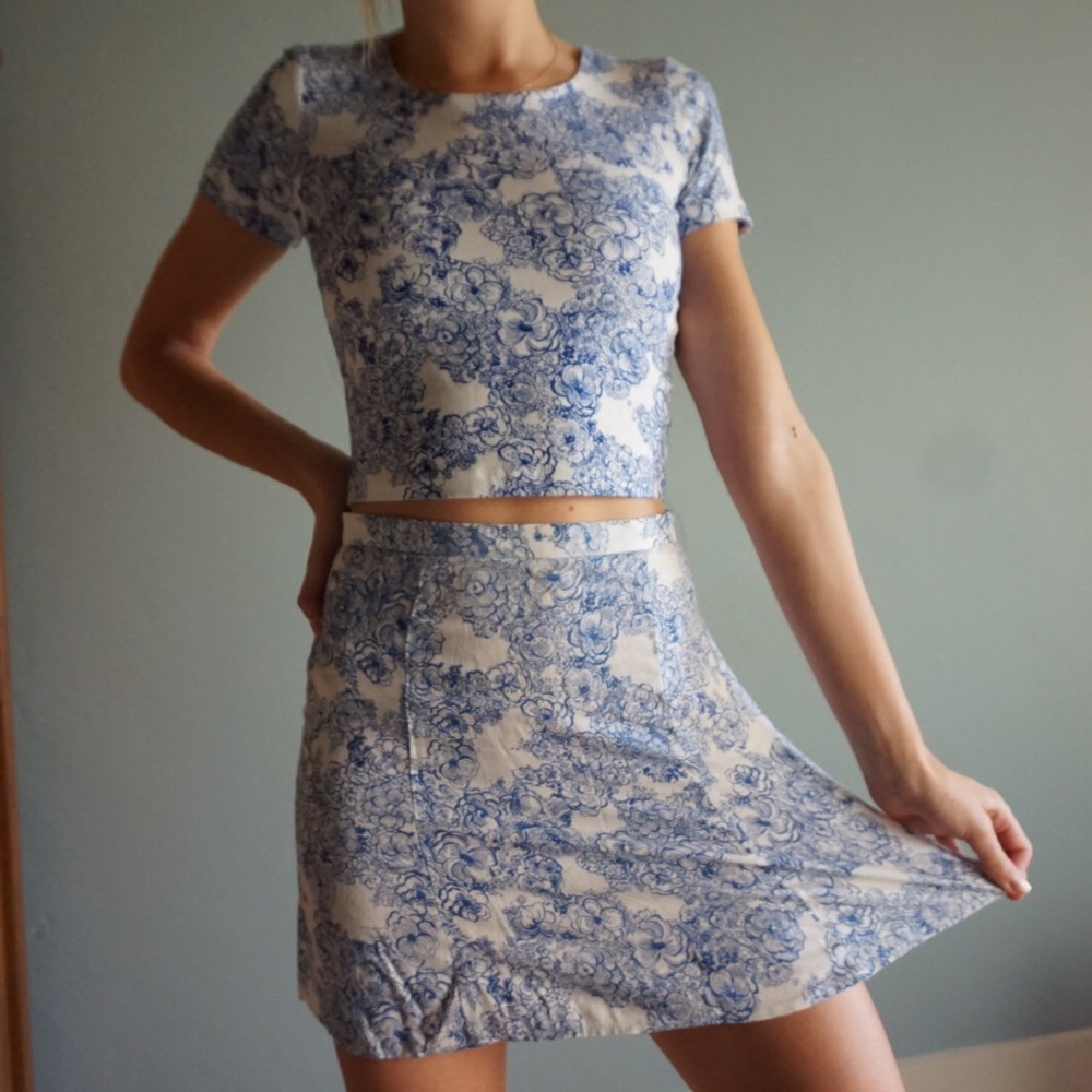 American Apparel skater skirt and crop top set